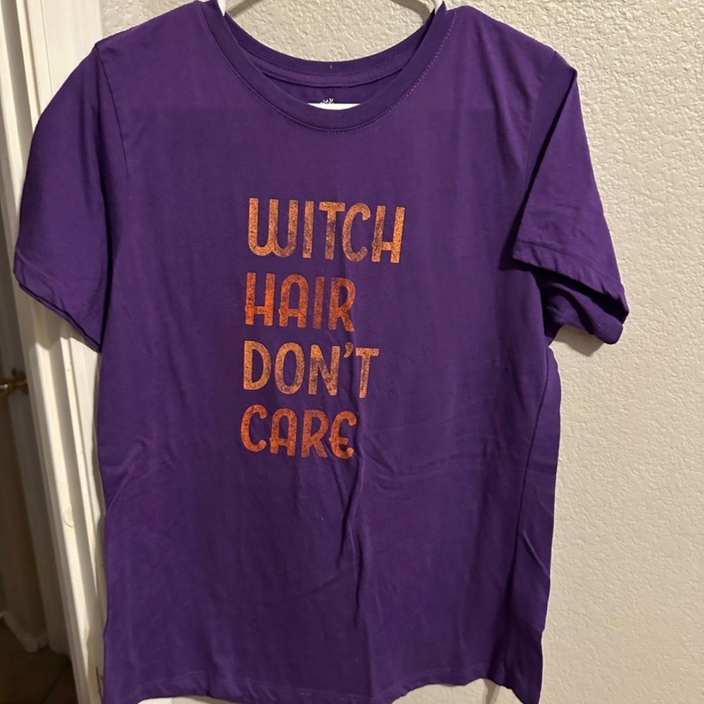 Purple Graphic Tee with Orange Text